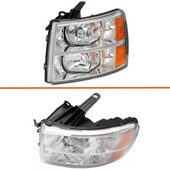 2PCS Headlights Assembly W/Bulbs and Harness For 2007-2013 Chevy Silverado
