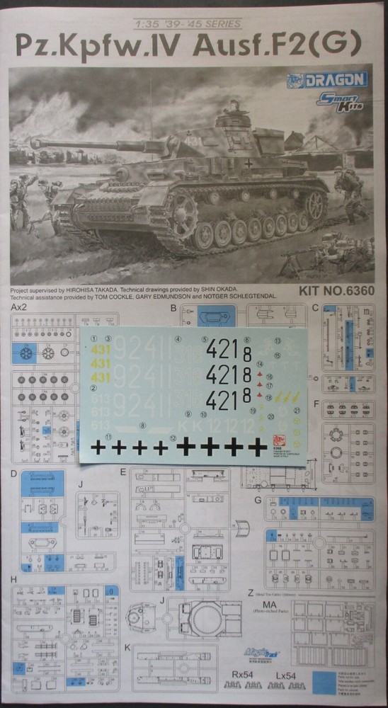 Dragon 1/35th Scale Panzer IV Ausf F2(G) – Decals from Kit No. 6360