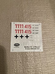 Testors German SD KFZ 234/2 PUMA Decals For Model Kit# 854 – Decals Only!!