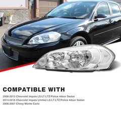 Headlight Assembly Pair for 2006-2013 Chevy Impala 14-15 Impala 06-13 Silver