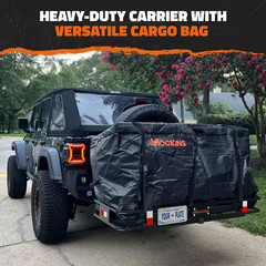 60 In. X 24 In.X 6 In. Folding Tow Hitch Mount Cargo Carrier W/ 25 Cu. Ft. Black