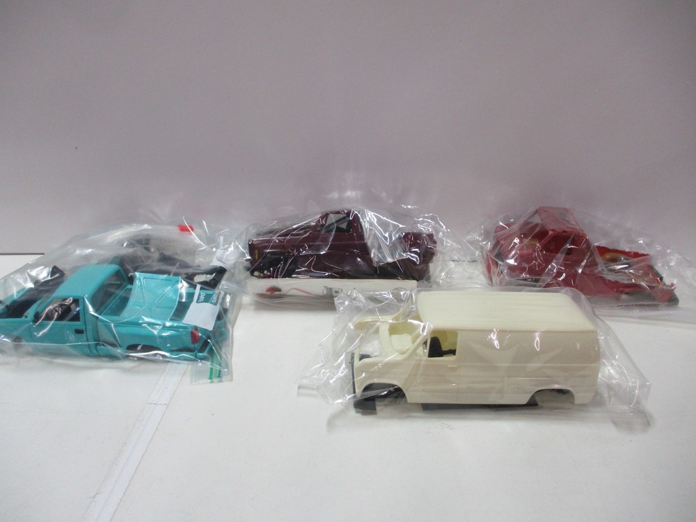 Vintage Plastic Model Parts Lot with Ford Van and Chevy Pickup