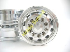 A Set 1/14 R/C 3-Axle 6X4 Tractor Truck ALLOY WHEELS SILVER Rims re Tamiya