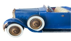 Vintage 1920s Style Roadster Metal Model Car Blue Whitewall Tires Heavy