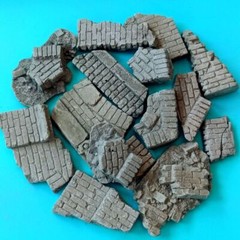 Painted Diorama 1/35 Building Ruins Rubble Bricks WWII Military Scene Prop Model