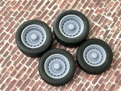 1/24 Scale: 17-inch “Chevy Truck Rally” wheels W/ Wide Rear Tires . Resin