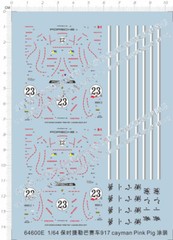 1/64 1971 Le Mans 917 No.23 Pink Pig Sports Car Model Markings Water Slide Decal