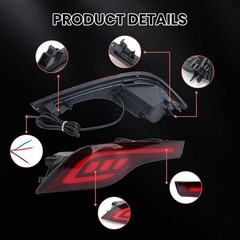 Red LED Rear Bumper Reflectors Fog Brake Tail Light Lamps Kit for Honda CRV