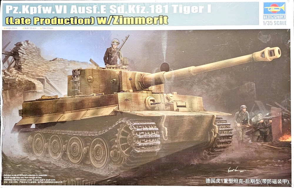 1/35 Trumpeter 09540: Tiger I Late Production w/Zimmerit Pz.Kpfw.VI Ausf.E