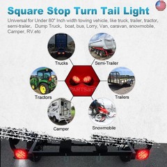 Partsam 12V Submersible Square Led Trailer Light,Red White LED Stop Turn Tail