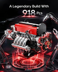 4-Cylinder Engine Model Kit for Adults, 918PCS Mini Working Model | with Moving