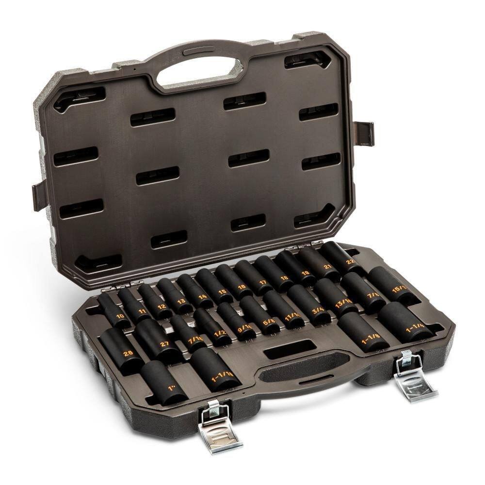 1/2 in. Drive 6-Point SAE/Metric Hi-Viz Deep Impact Socket Set (27-Piece)