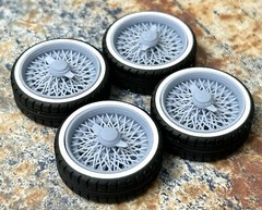 Resin 22-Scale Inch “Wire Wheels” W/Whitewall Tires, 1/24,1/25