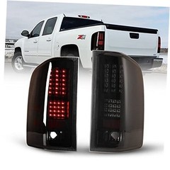 LED Tail Lights Assembly Compatible for 2007-2013 Chevy Silverado Smoked Lens