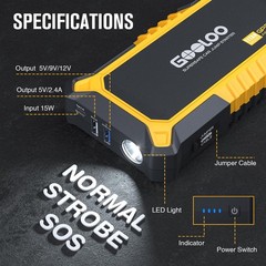 Gooloo Gp2000 Jump Starter 2000A Car Starter Battery Pack Up To 8.0L Gas 6.0L