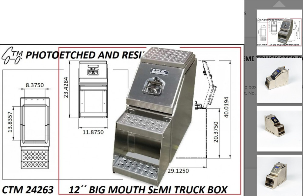 PHOTOETCHED 12″ TRUCK STEP BOX CTM24263 1/25 or 1/24 scale