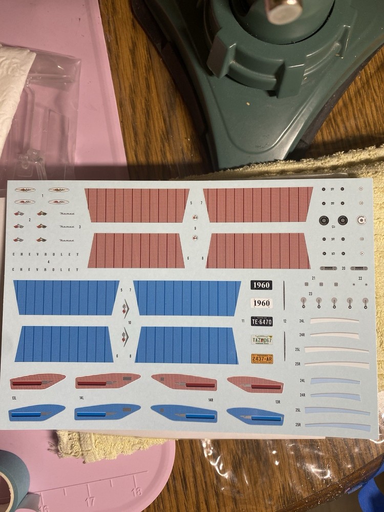 1960 Chevrolet Nomad Station Wagon DECAL SHEET from AMT 1:25 Model Kit 60 DECALS
