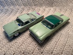 Lot Of 2 Vintage Johan 1961 Rare Green Mopar Car Models Plymouth & Dodge Coupes