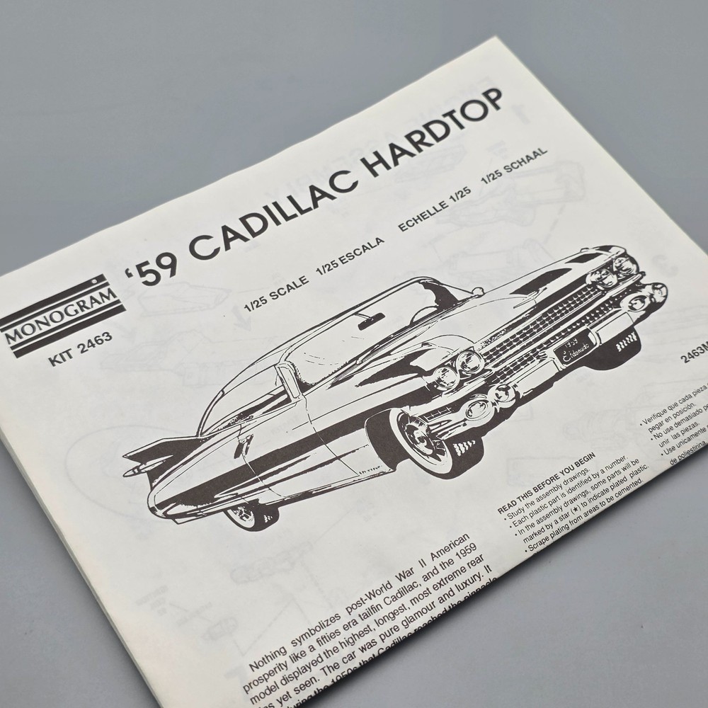 Monogram 1/25 1959 59 Cadillac Eldorado Instruction Booklet Only