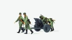 German 3.7cm PAK L/45 AT Gun w/4 Figures. Preiser 16602 New 1/87 Scale Kit Unfin