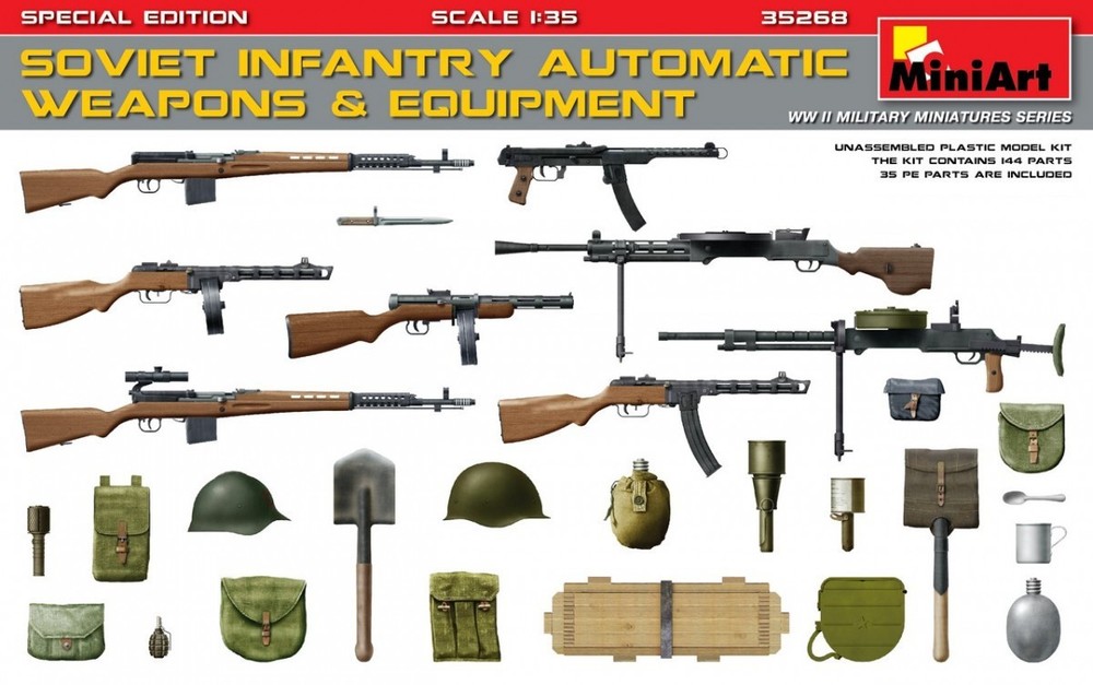 Miniart 1/35 Soviet Infantry Automatic Weapons & Equipment #35268📌USA