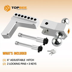 Adjustable Trailer Hitch, Drop Hitch, Tow Hitch Fits 2.5-inch Receiver, 6-inch D