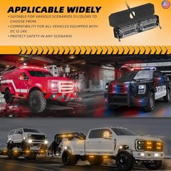 8pcs 12-LED Emergency Strobe Light Ultra Slim Grille Flashing Warning Light Kit