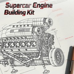 1240 Pcs Visible V12 Internal Combustion Ohc Engine Motor Working Model DIY Kit