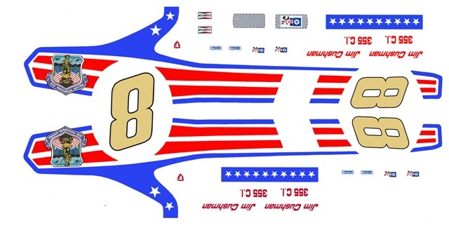 #8 Jim Cushman’s Plymouth Duster 1/24th – 1/25th Scale  Waterslide Decals