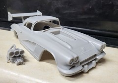 1/24 scale resin 3d printed Blown 1962 Chevy Corvette drag body model slot car