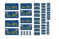 Assorted scale model movie TV car Columbo license plates tags 1/25 1/18
