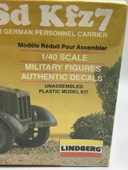 LINDBERG GERMAN WWII 8 TON SEMI TRACK SD KFZ7 MILITARY MODEL KIT NEW-SEALED 1/40