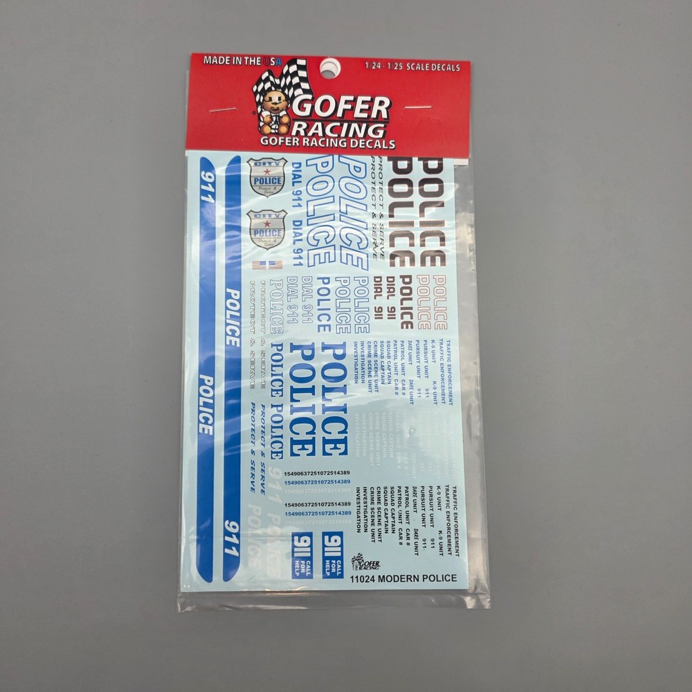 Gofer Racing 11024 x 1/24 1/25 Modern Police Decal Sheet New Sealed