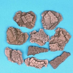 Painted Diorama 1/35 Building Ruins Rubble Bricks WWII Military Scene Prop Model