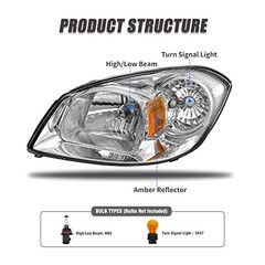 for 2005 2006 2007 2008 2009 OE Replacement A-Chrome Housing Amber Reflector