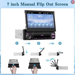 Single Din Car Radio Flip Out Touch Screen, 7 inch Touchscreen Car Radio with