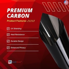 RockRose 5% Premium Carbon Car Window Tint Film 20 in x 10FT 2PLY Charcoal