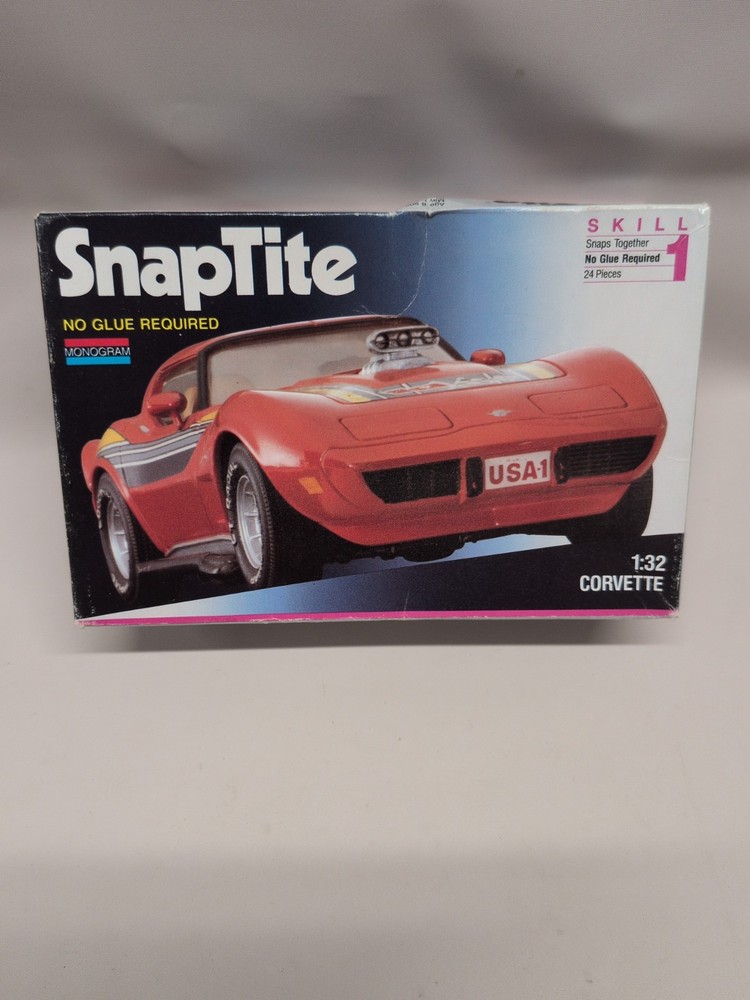 Snap Tite 1:32 Scale Monogram Corvette Stingray Kit 1016 Open Box Sealed Parts