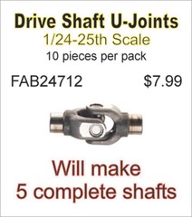 FABResinworks #24712 Scale Driveshaft U-Joints 10pcs. 24-25th Makes 5 Shafts