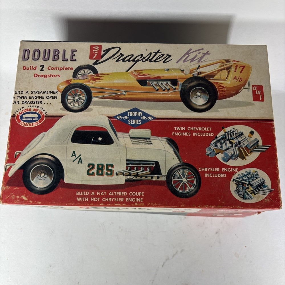 AMT ORIGINAL VINTAGE RARE DOUBLE 3 IN 1 DRAGSTER KIT TROPHY SERIES T-161 200