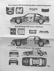 NASCAR DECAL #98 SUNOCO 1988 BUICK REGAL BRAD NOFFSINGER -1/24 POWERSLIDE