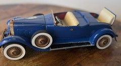 Vintage 1920s Style Roadster Metal Model Car Blue Whitewall Tires Heavy