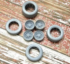 1/24 Scale: 15-inch “1969 Dodge Dart GTS” Resin Wheels W/ Wide Rear Tires