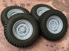 1/24 Scale: 18-Inch “Off-road Steelies” Wheels W/ Mud Tires; Jeep, Resin 1/25