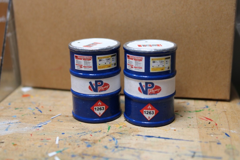 1/18 Scale Fuel Barrels (2)  Shop Garage Diorama items from Austin’s Garage