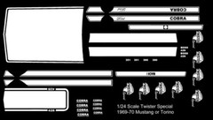 1969-70 TWISTER Mustang or Torino White stripes / logos 1/24th – 1/25th Decals