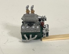 Resin Supercharged Ford Flathead engine for scale model cars, 1/24 1/25 scale.