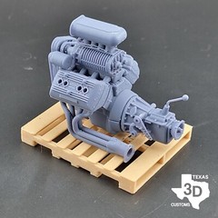 Supercharged Ardun Flathead V8 model engine resin 3D printed 1:24-1:8 scale