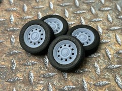 1/24 Scale: 17-inch “Police Cruiser” model car wheels/tires. Resin; 3D Print