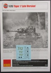 Airfix 1/35th Scale Tiger I Late – Decals & Directions from Kit No. A1364